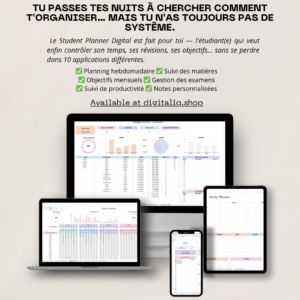 Student Planner Digital — 6-Sheet Organizer Pour Etudiant